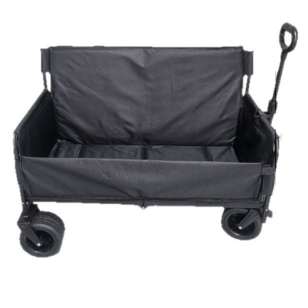 Outdoor Foldable Chaise sofa seat with Integrated Wagon Pull Camping Cart