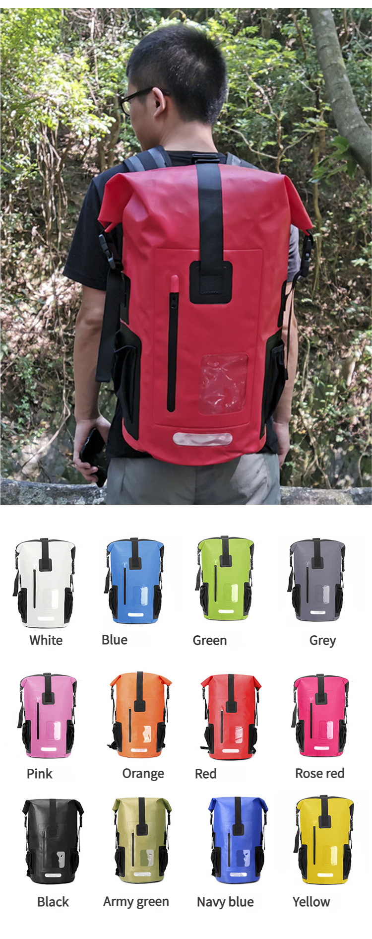 35L Large Capacity Waterproof Backpack Outdoor Waterproof Bag Hiking Camping Stream Trekking 500D Double Shoulder Backpack