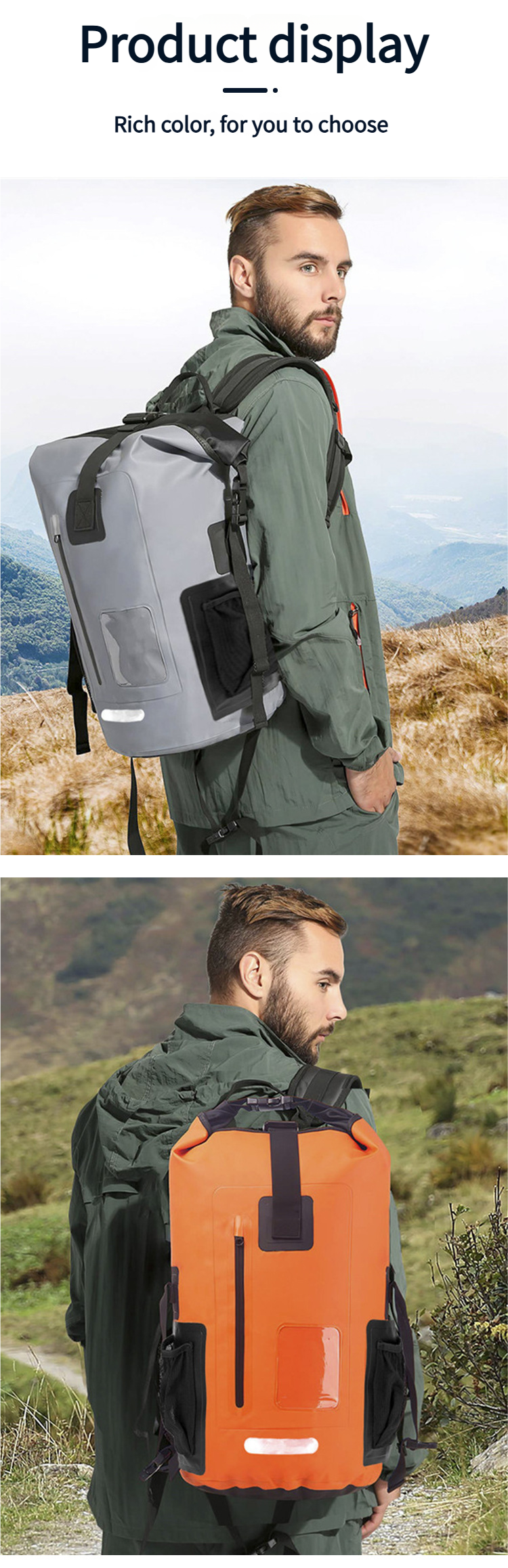 35L Large Capacity Waterproof Backpack Outdoor Waterproof Bag Hiking Camping Stream Trekking 500D Double Shoulder Backpack