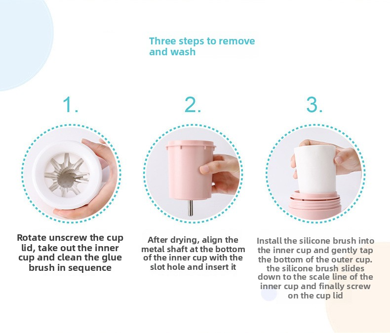 Portable Pet Paw Washer Cup with Soft Silicone Brush