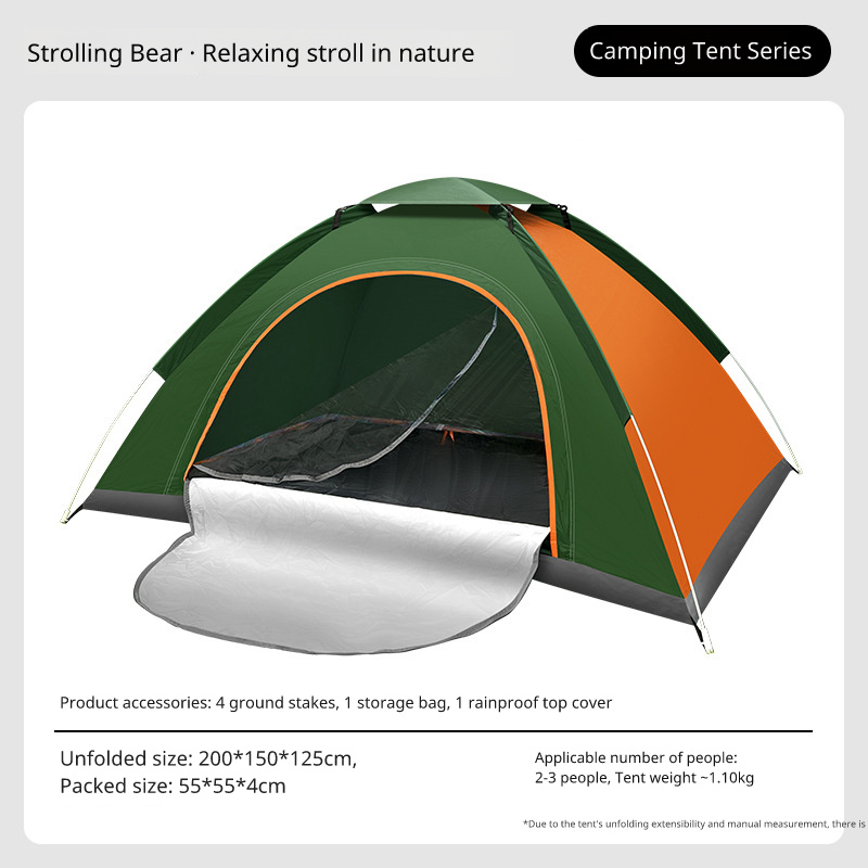 Outdoor 3-4 Person Fully Automatic Thickened Sun Protection Tent 2 Person Single Double Folding Portable Camping Tent