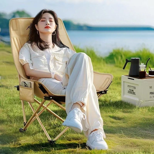 Outdoor Camping Folding High Back Moon Chair