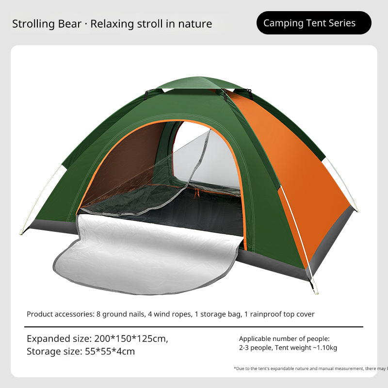 Outdoor 3-4 Person Fully Automatic Thickened Sun Protection Tent 2 Person Single Double Folding Portable Camping Tent