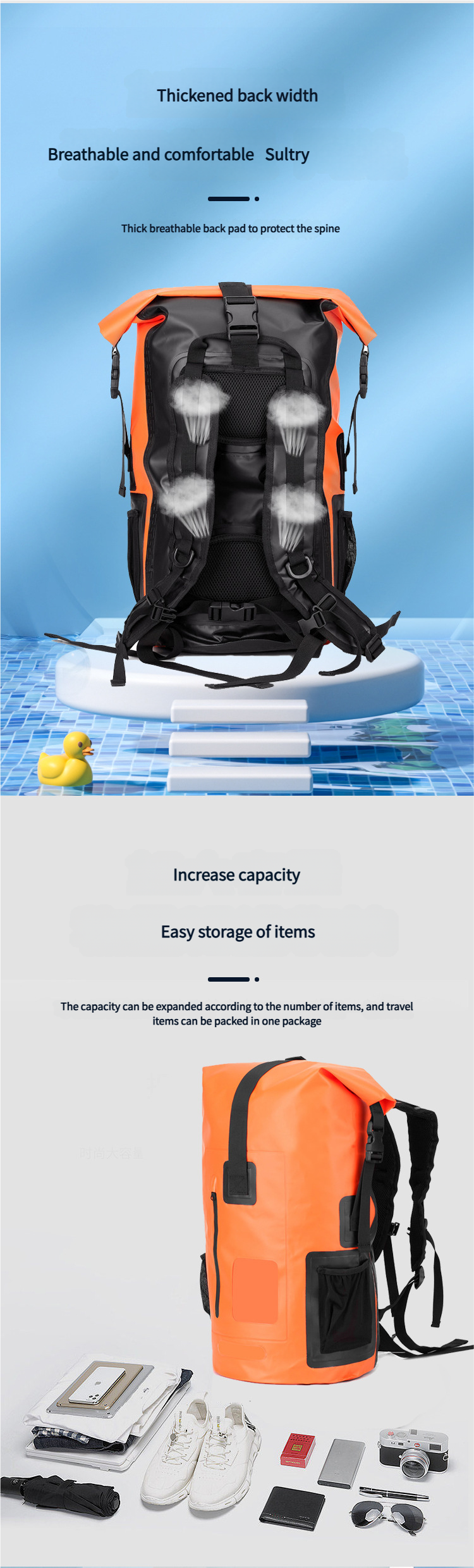 35L Large Capacity Waterproof Backpack Outdoor Waterproof Bag Hiking Camping Stream Trekking 500D Double Shoulder Backpack