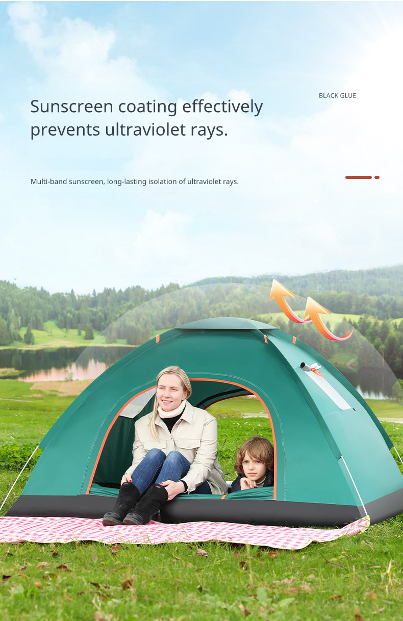 Outdoor 3-4 Person Fully Automatic Thickened Sun Protection Tent 2 Person Single Double Folding Portable Camping Tent