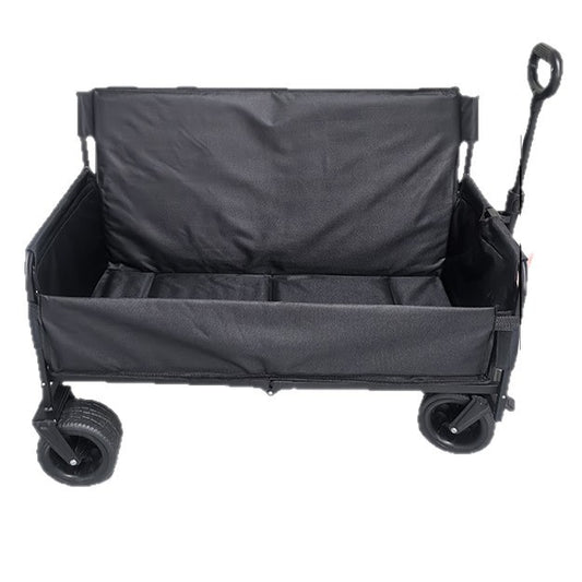 Outdoor Foldable Chaise sofa seat  with Integrated Wagon Pull Camping Cart