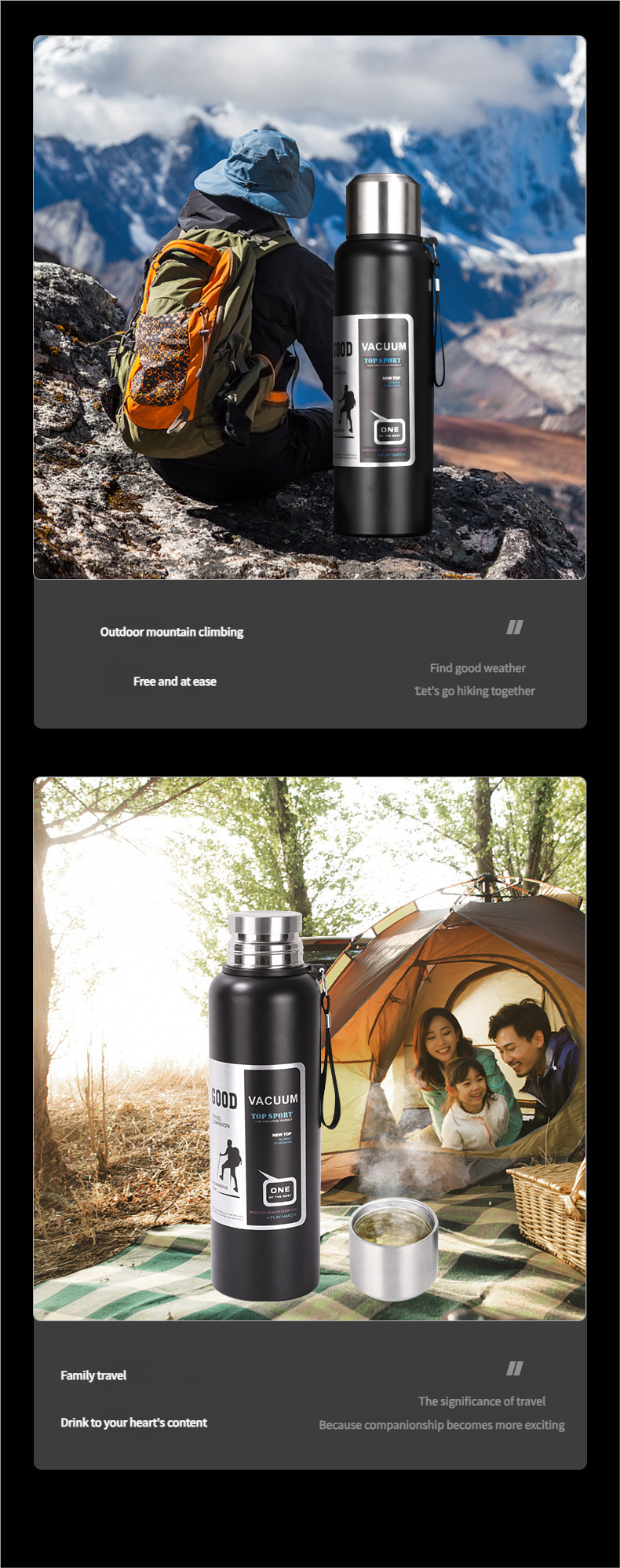 316 Stainless Steel Outdoor Travel Hiking Portable Insulated Cup