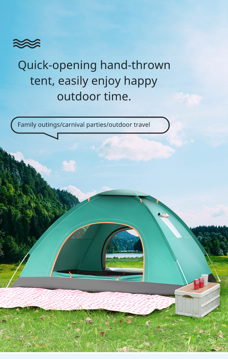 Outdoor 3-4 Person Fully Automatic Thickened Sun Protection Tent 2 Person Single Double Folding Portable Camping Tent