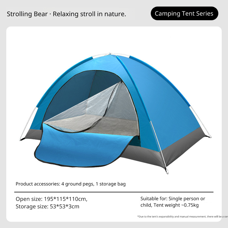 Outdoor 3-4 Person Fully Automatic Thickened Sun Protection Tent 2 Person Single Double Folding Portable Camping Tent