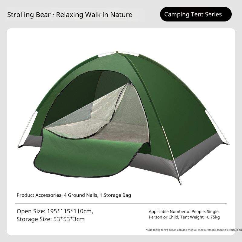 Outdoor 3-4 Person Fully Automatic Thickened Sun Protection Tent 2 Person Single Double Folding Portable Camping Tent