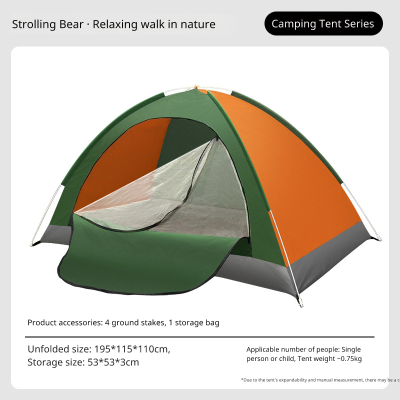 Outdoor 3-4 Person Fully Automatic Thickened Sun Protection Tent 2 Person Single Double Folding Portable Camping Tent