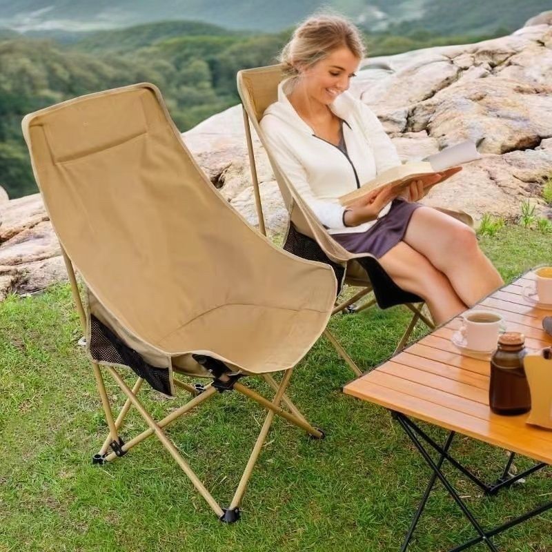Outdoor Camping Folding High Back Moon Chair