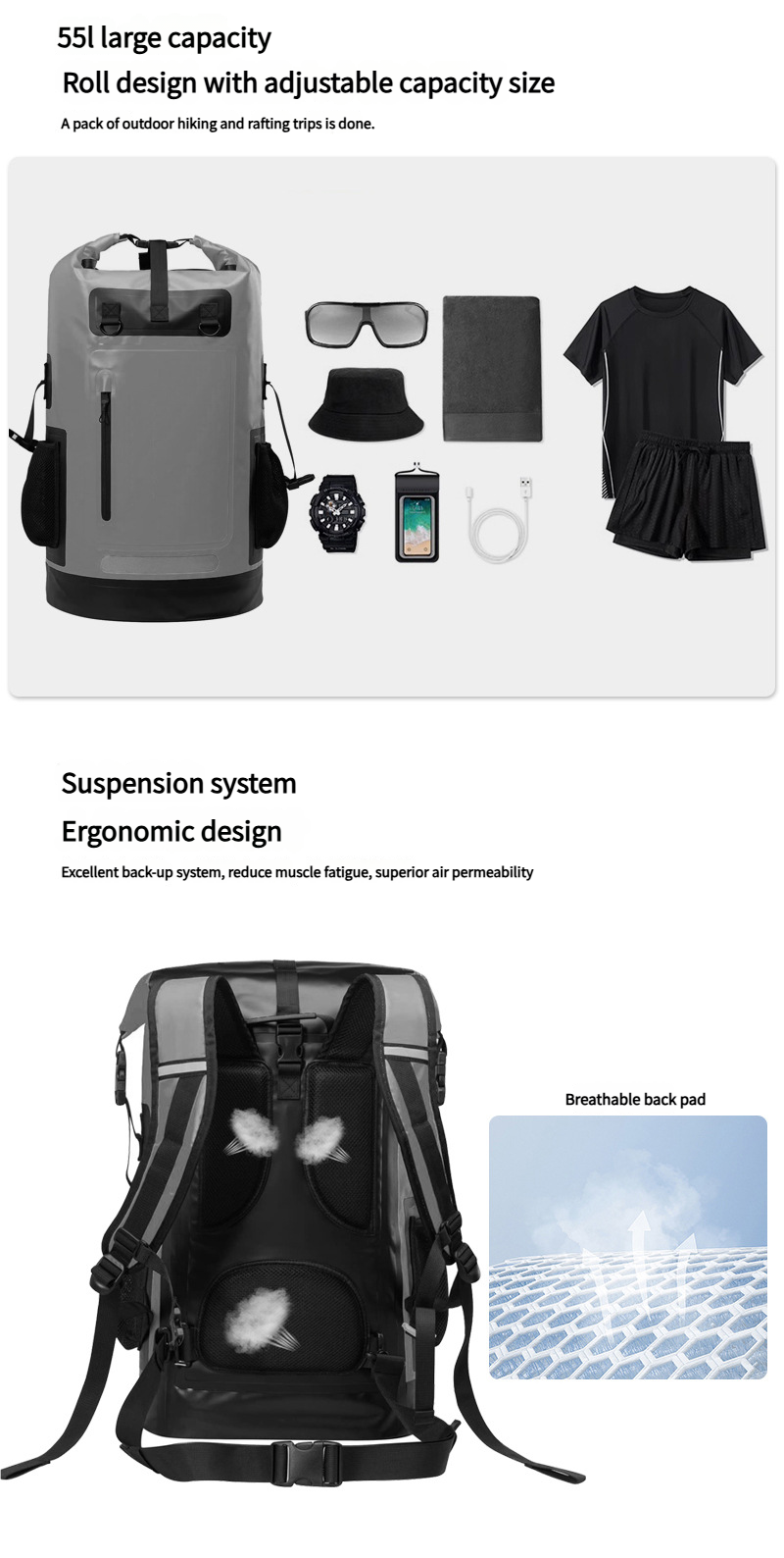55LOutdoor Waterproof Backpack