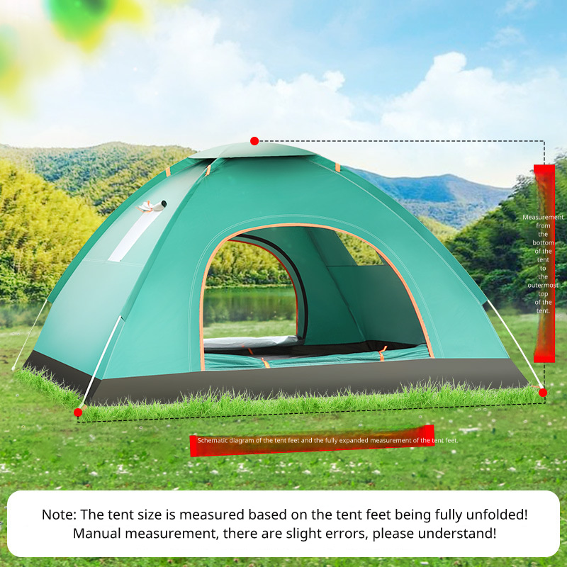 Outdoor 3-4 Person Fully Automatic Thickened Sun Protection Tent 2 Person Single Double Folding Portable Camping Tent