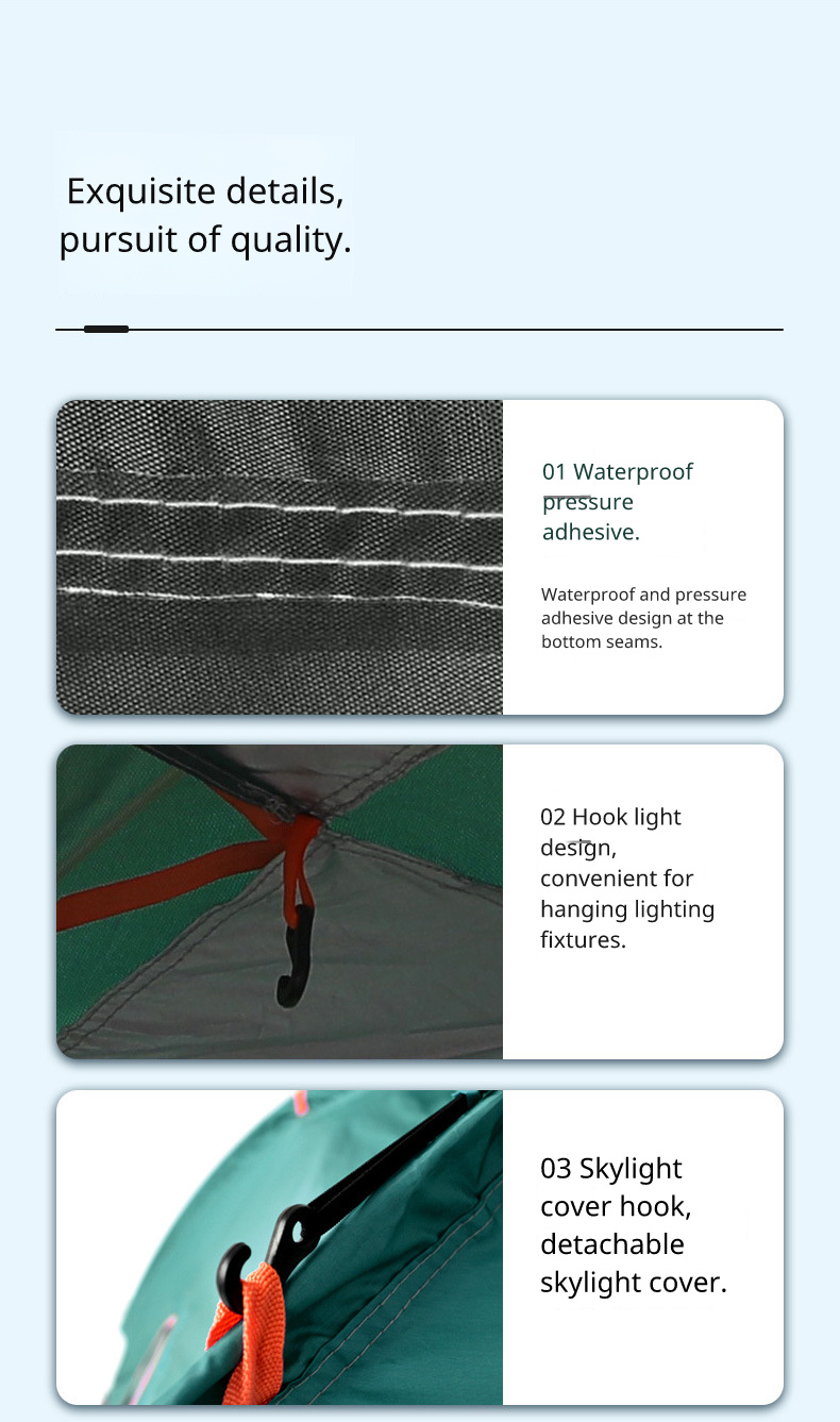 Outdoor 3-4 Person Fully Automatic Thickened Sun Protection Tent 2 Person Single Double Folding Portable Camping Tent