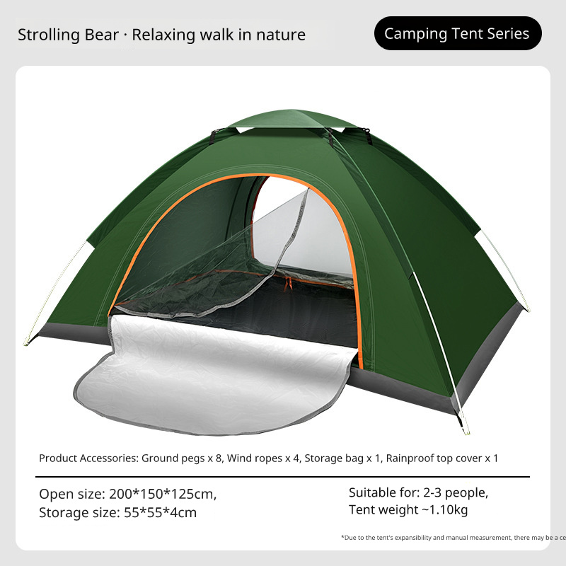 Outdoor 3-4 Person Fully Automatic Thickened Sun Protection Tent 2 Person Single Double Folding Portable Camping Tent